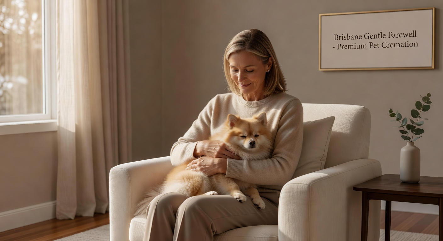 Caring moment with pet